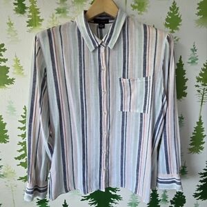 Sactuary Striped Multicolor Linen Boyfriend Shirt